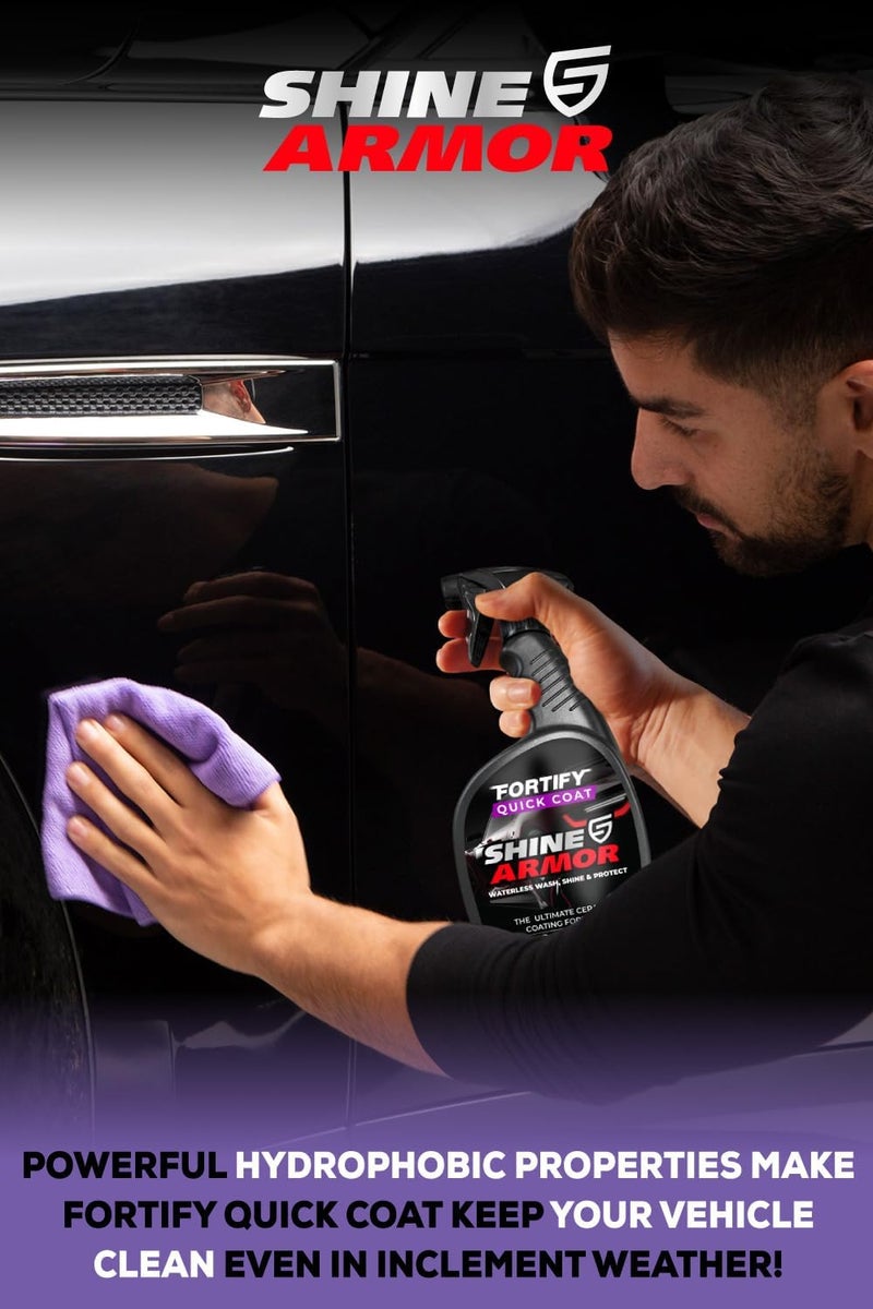 SHINE ARMOR Ceramic Coating Fortify Quick Coat Car Wax Polish Spray Waterless Wash & Wax Hydrophobic Top Coat Polish & Polymer Paint Sealant Detail Protection (24 Fl Oz) - Image 4